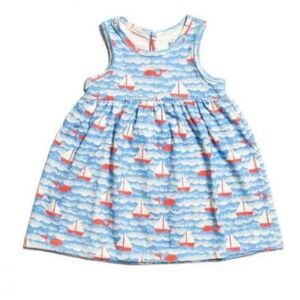Sailboat Sleeveless Organic Cotton Dress 6M Made in Brooklyn USA